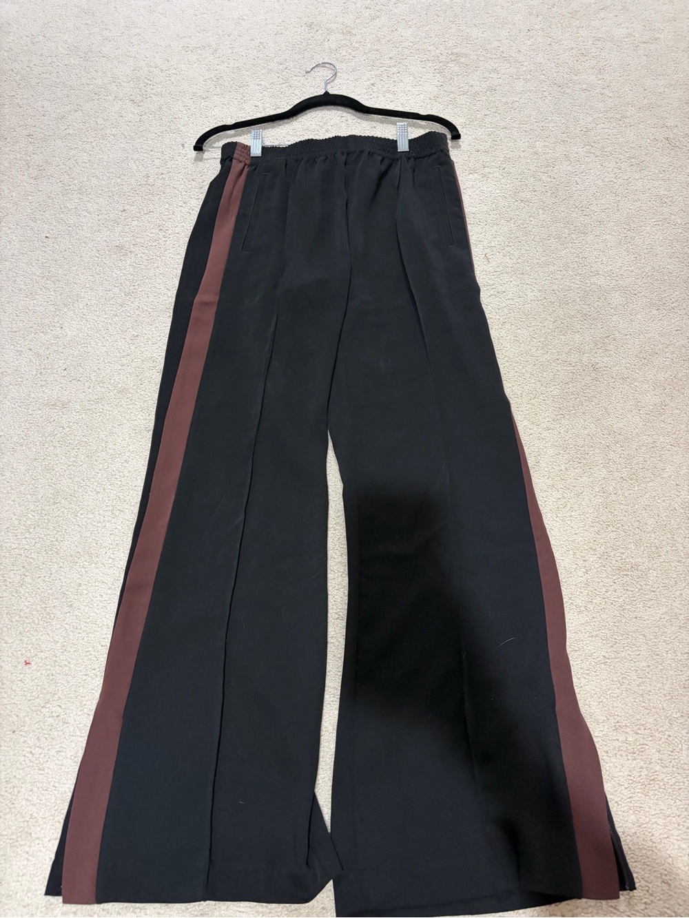 Madewell Wide Leg Track Pants with Brown Side Stripe